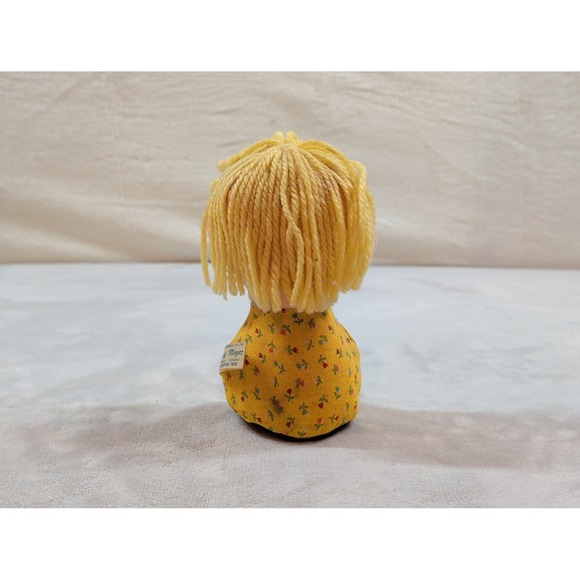 Vintage Mary Meyer Stuffed Doll Yellow Yarn Hair Floral Dress Vermont 6 Inch main image 1